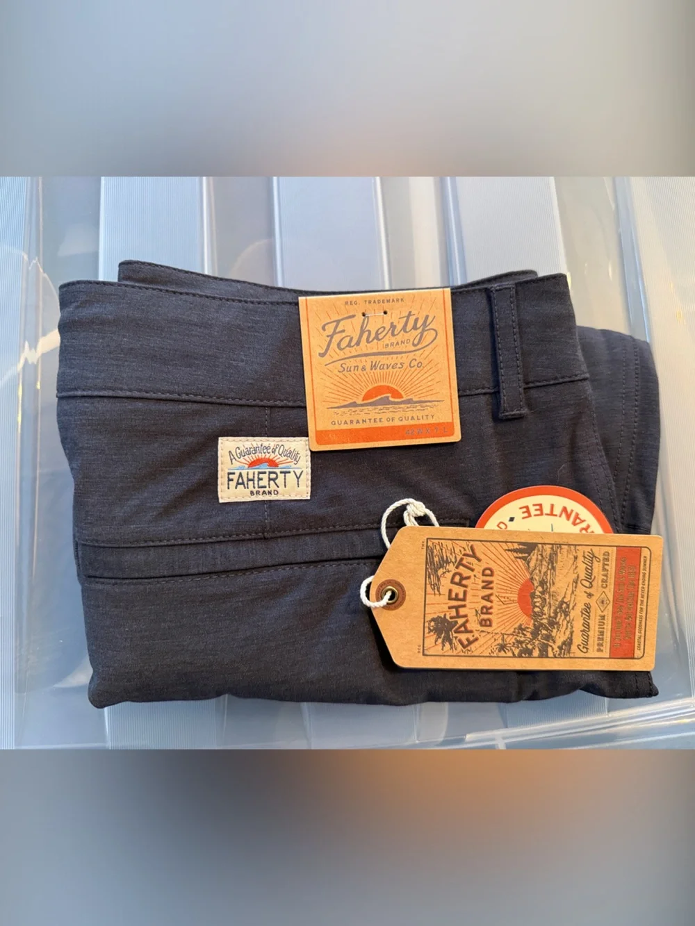 Faherty Men's Charcoal Flat-Front Stretch Shorts